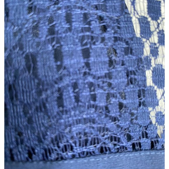 SoHo Womens Navy Blue High/Low Sheer Top with Lace Yoke and Front Zipper Size L - Picture 6 of 10